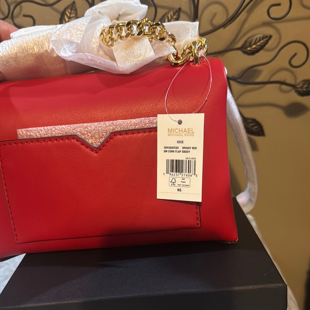 NWT Michael Kors Red and Gold Crossbody Bag - Picture 8 of 11